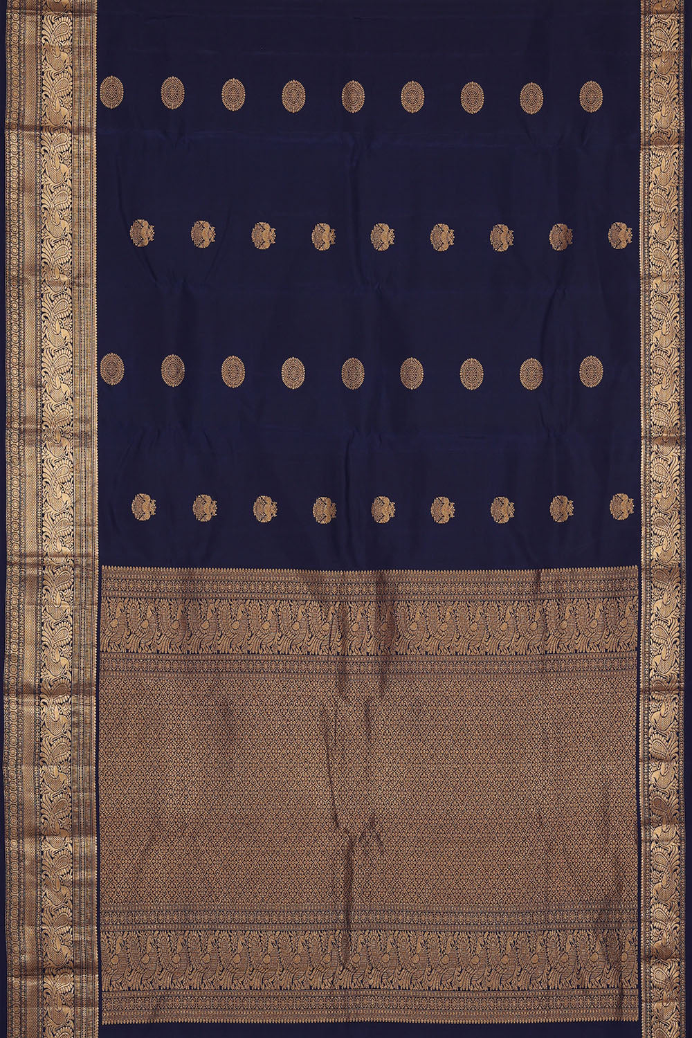 Image of Navy-Blue South Silk Saree