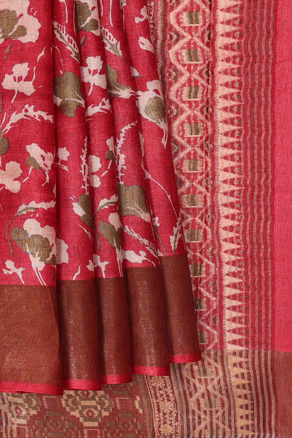 Image of Pink Desi Tussar Silk Saree