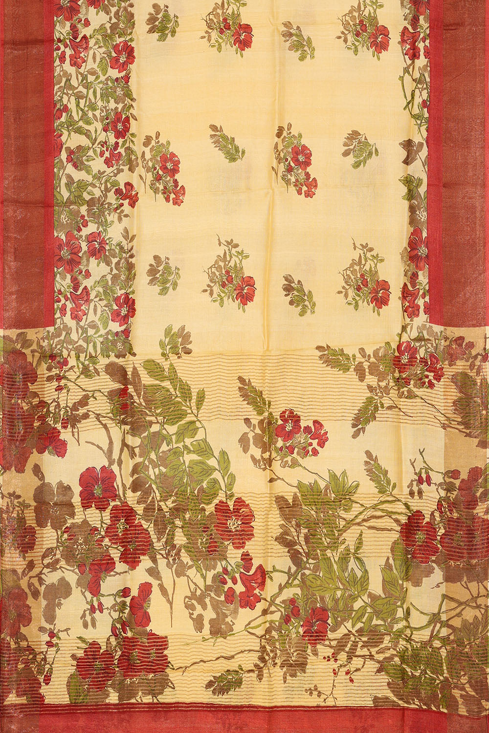 Image of Cream Desi Tussar Silk Saree