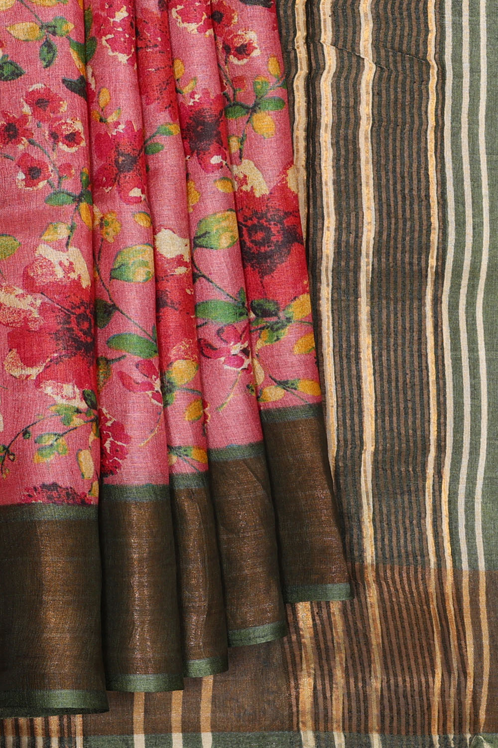 Image of Pink Desi Tussar Silk Saree