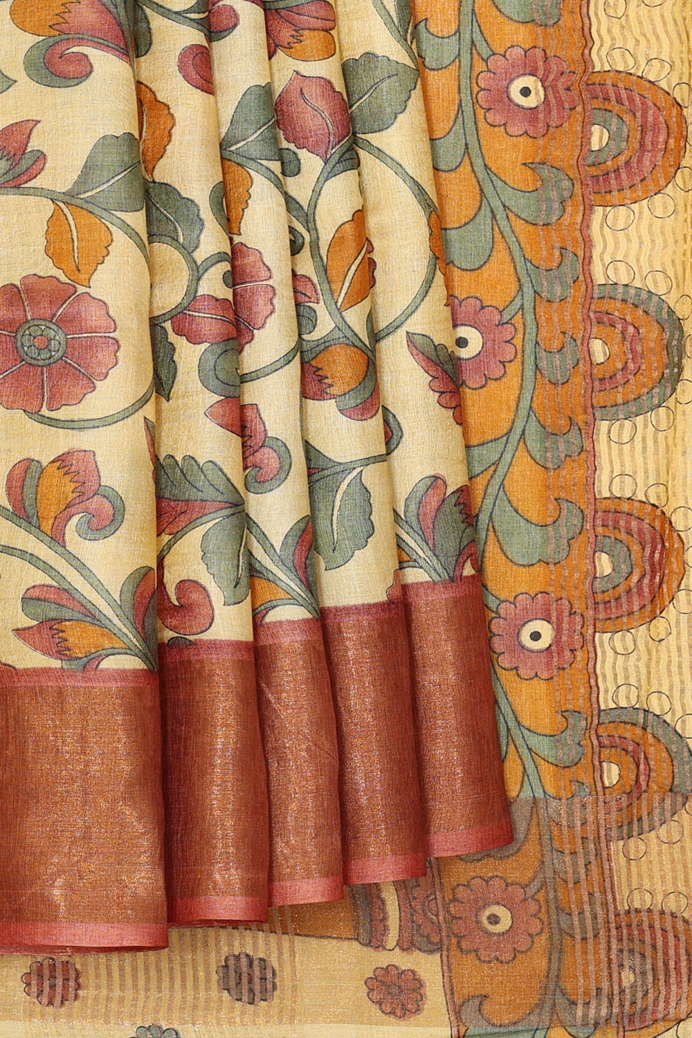 Image of Beige Desi Tussar Silk Saree