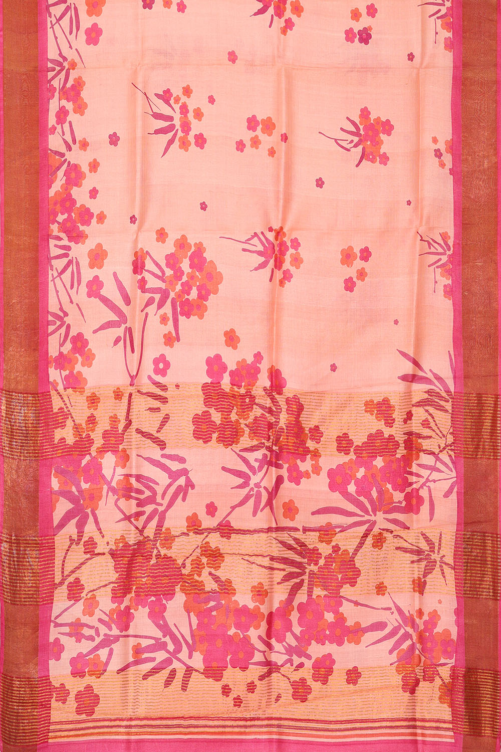 Image of Off-White Desi Tussar Silk Saree