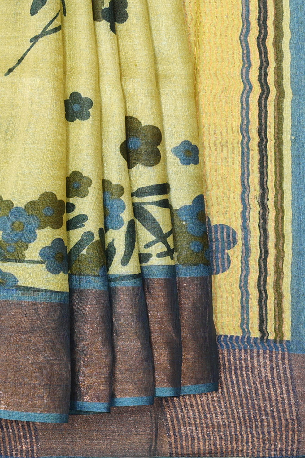 Image of Soft Yellow Desi Tussar Silk Saree
