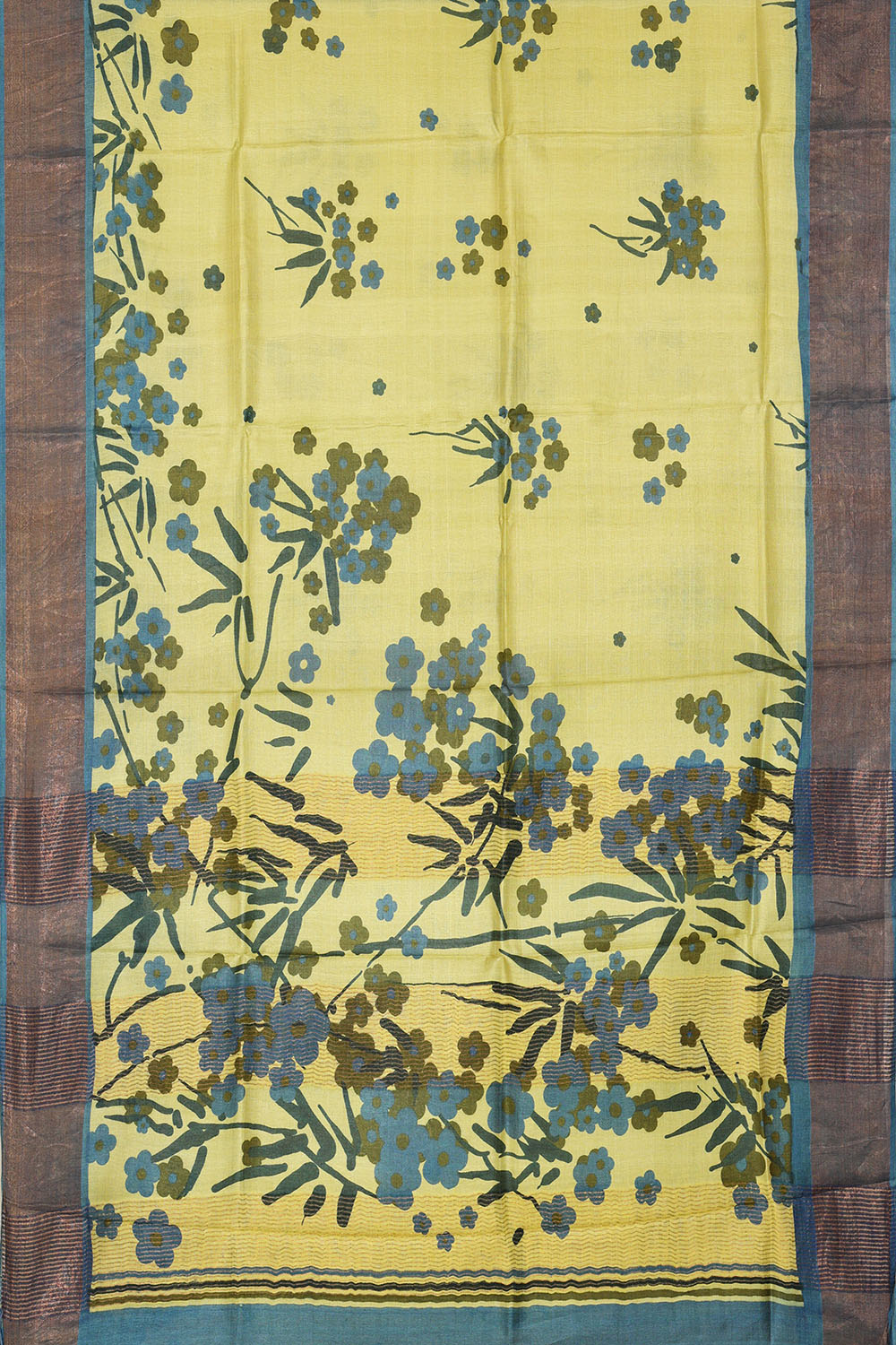 Image of Soft Yellow Desi Tussar Silk Saree