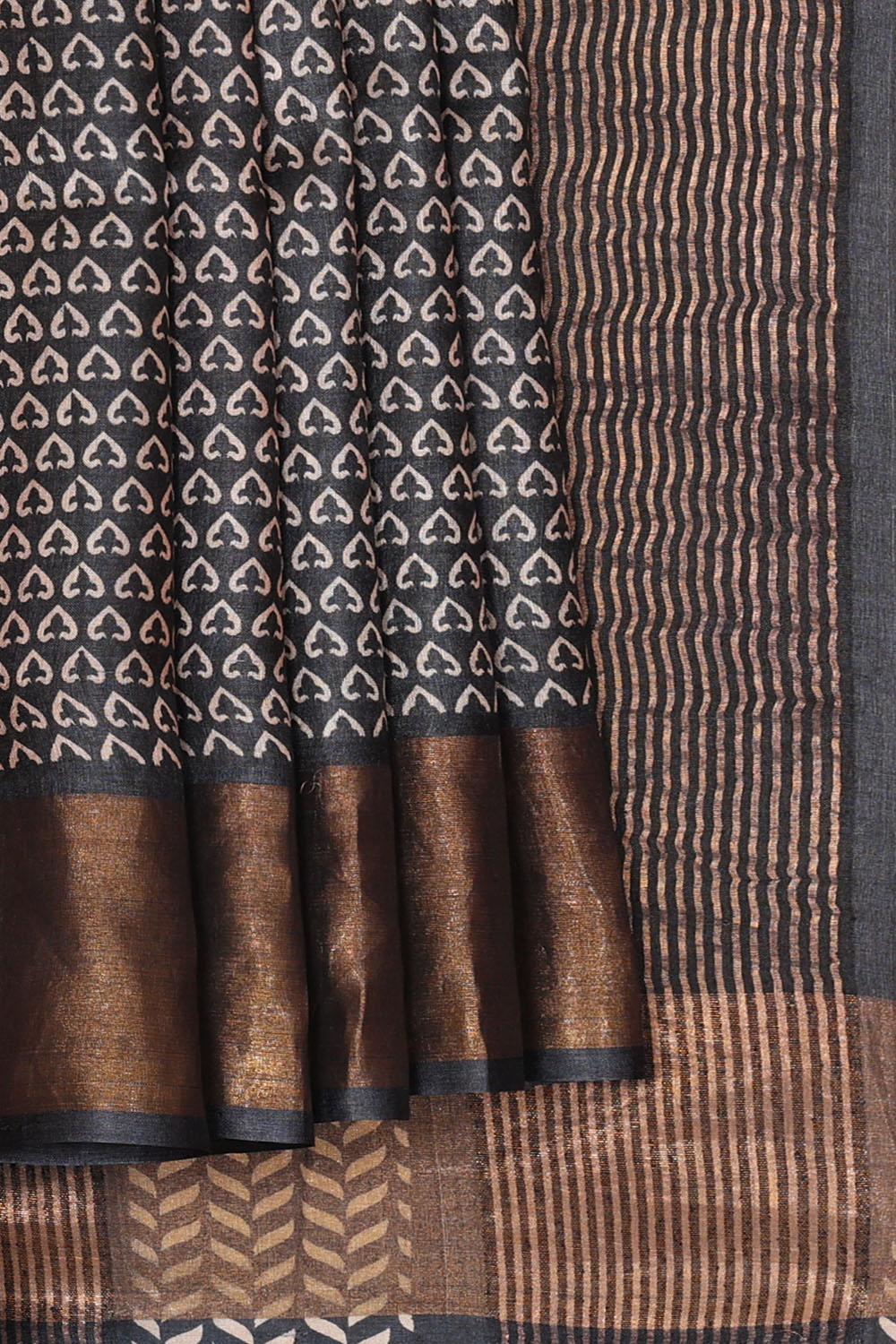 Image of Dark grey Desi Tussar Silk Saree