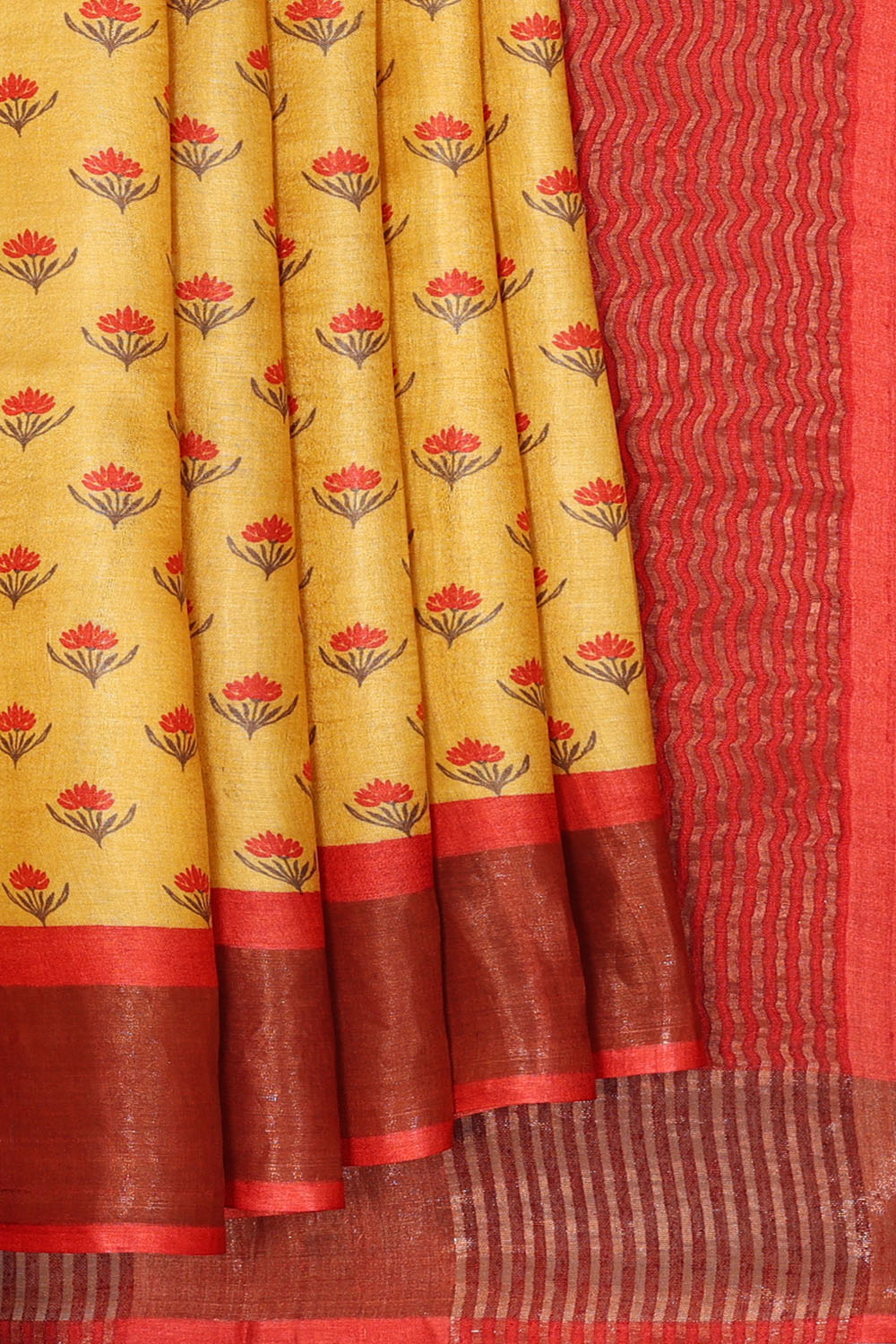 Image of Yellow Desi Tussar Silk Saree