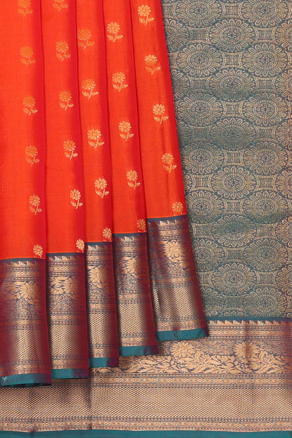 Image of Orange South Silk Saree