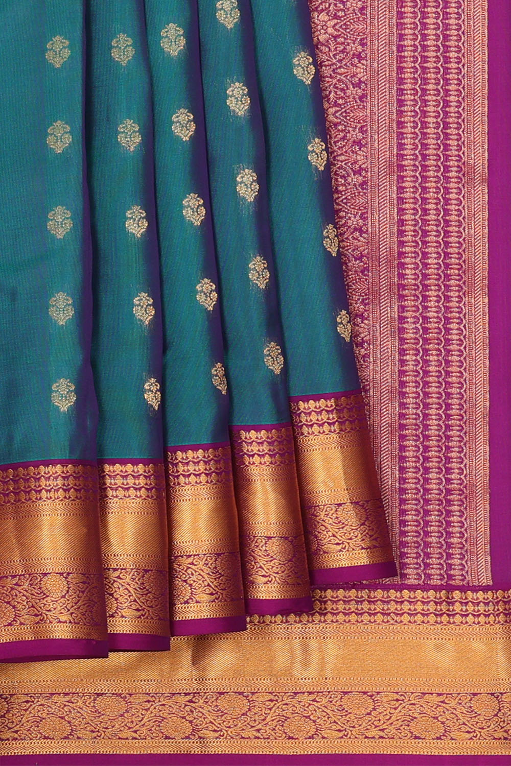 Image of Teal-Green South Silk Saree