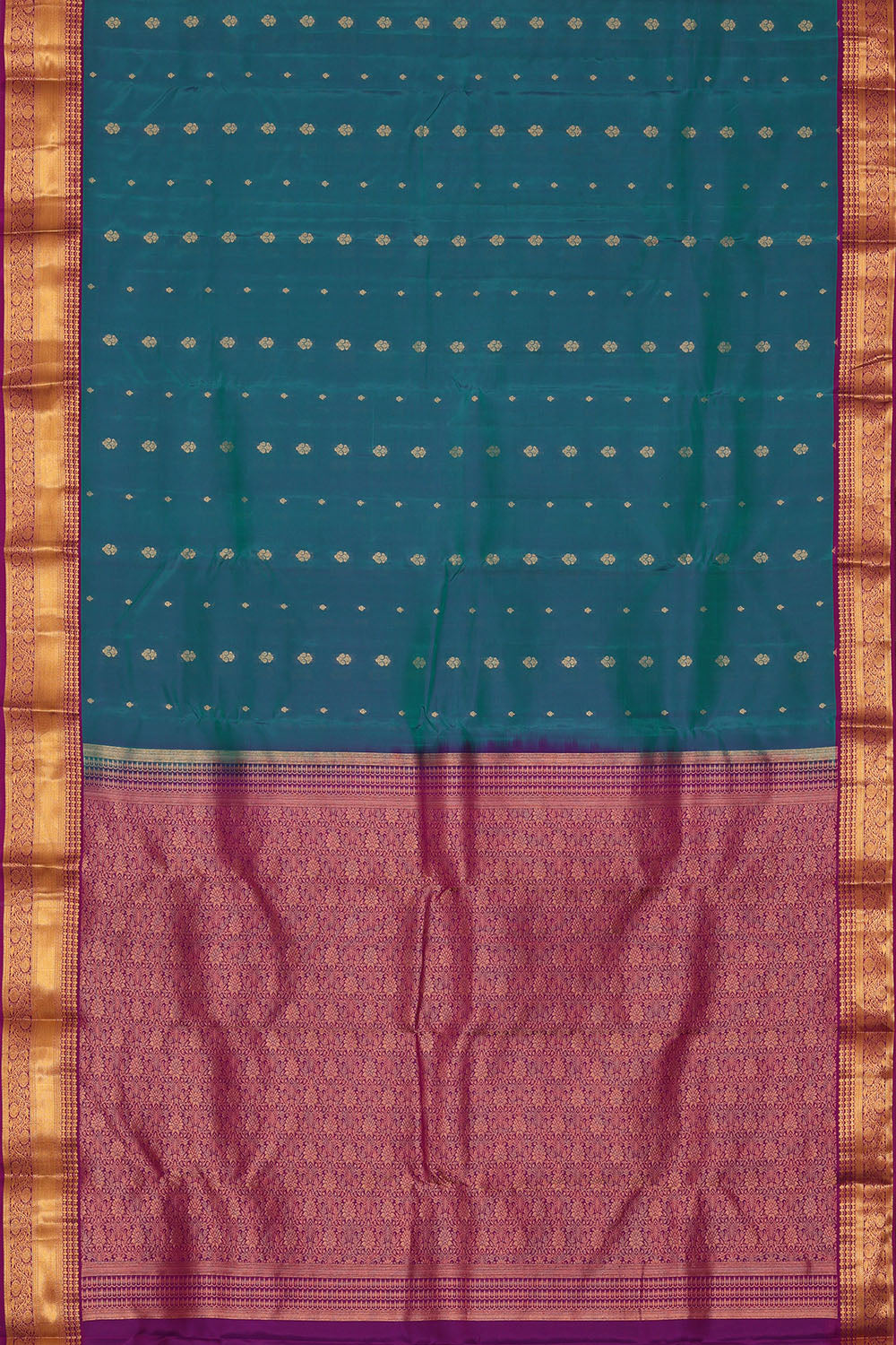 Image of Teal-Green South Silk Saree