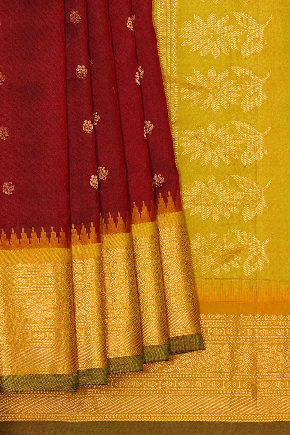 Image of Maroon Gadwal Silk Saree
