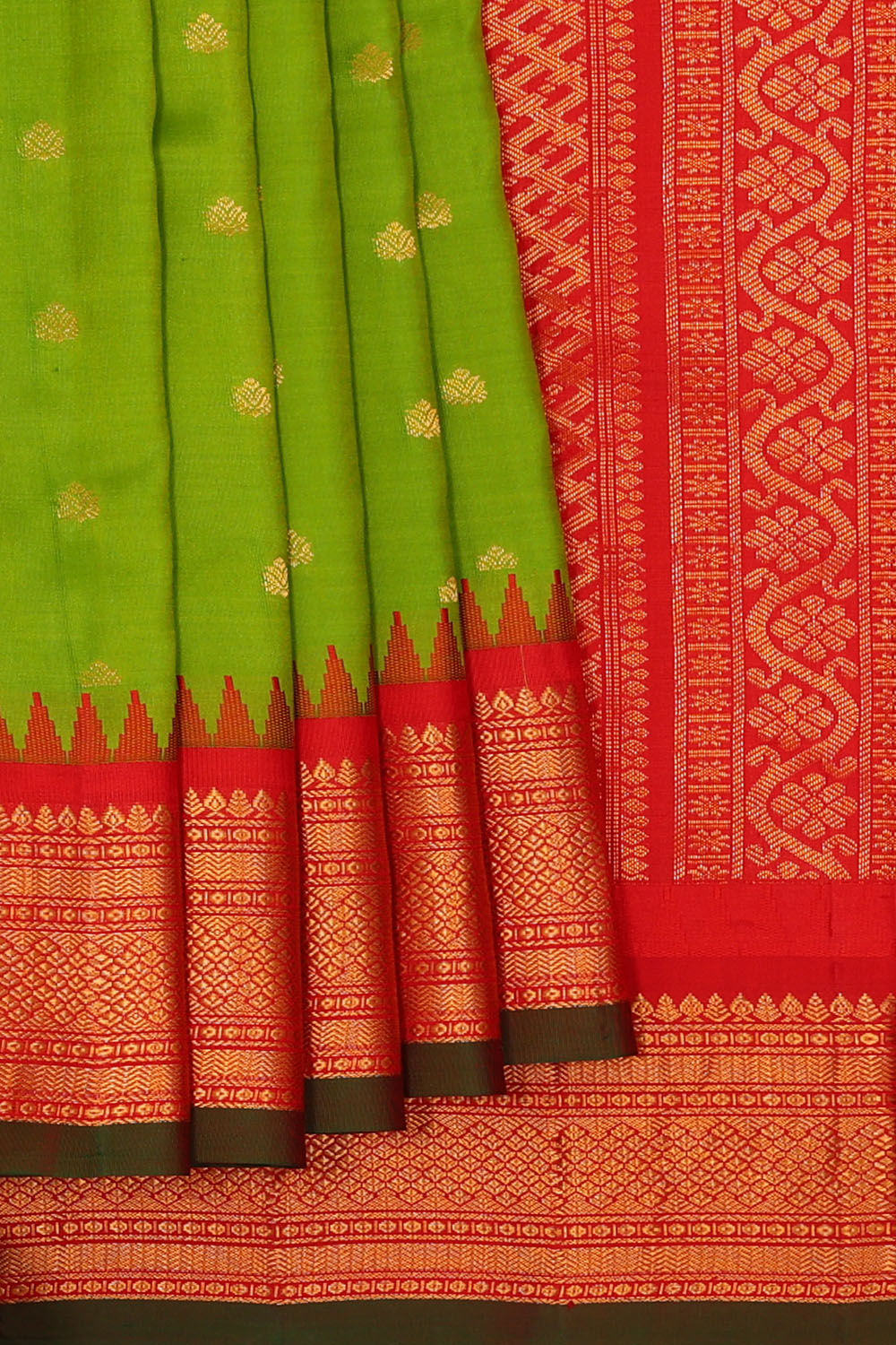 Image of Green Gadwal Silk Saree