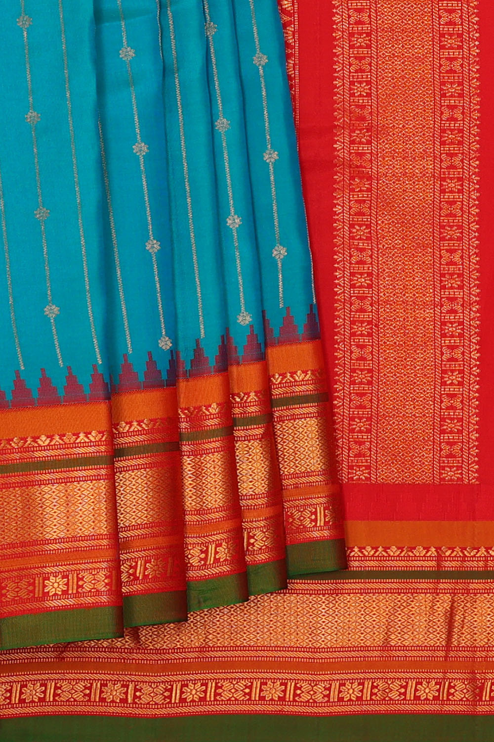 Image of Blue Gadwal Silk Saree