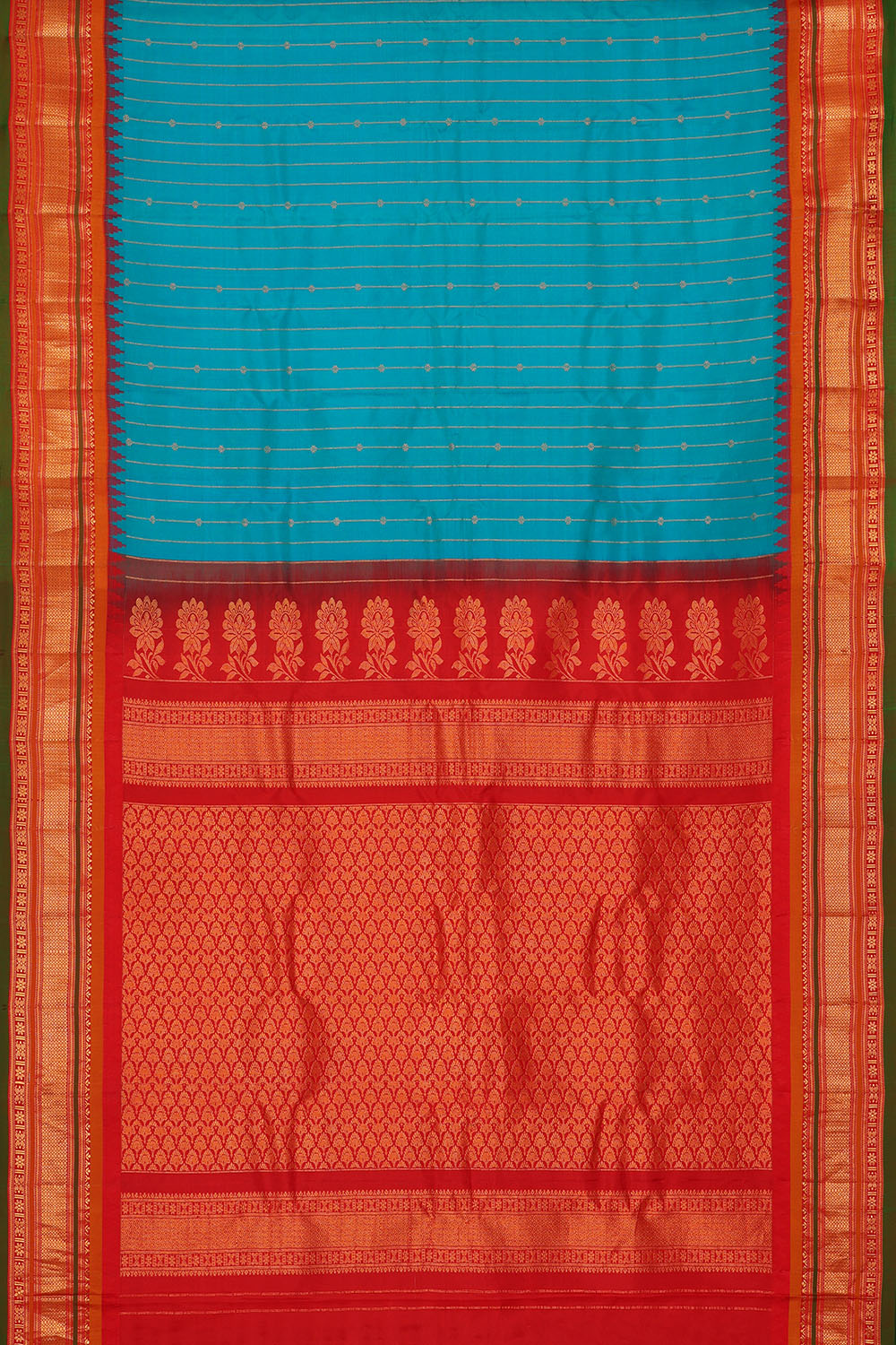 Image of Blue Gadwal Silk Saree