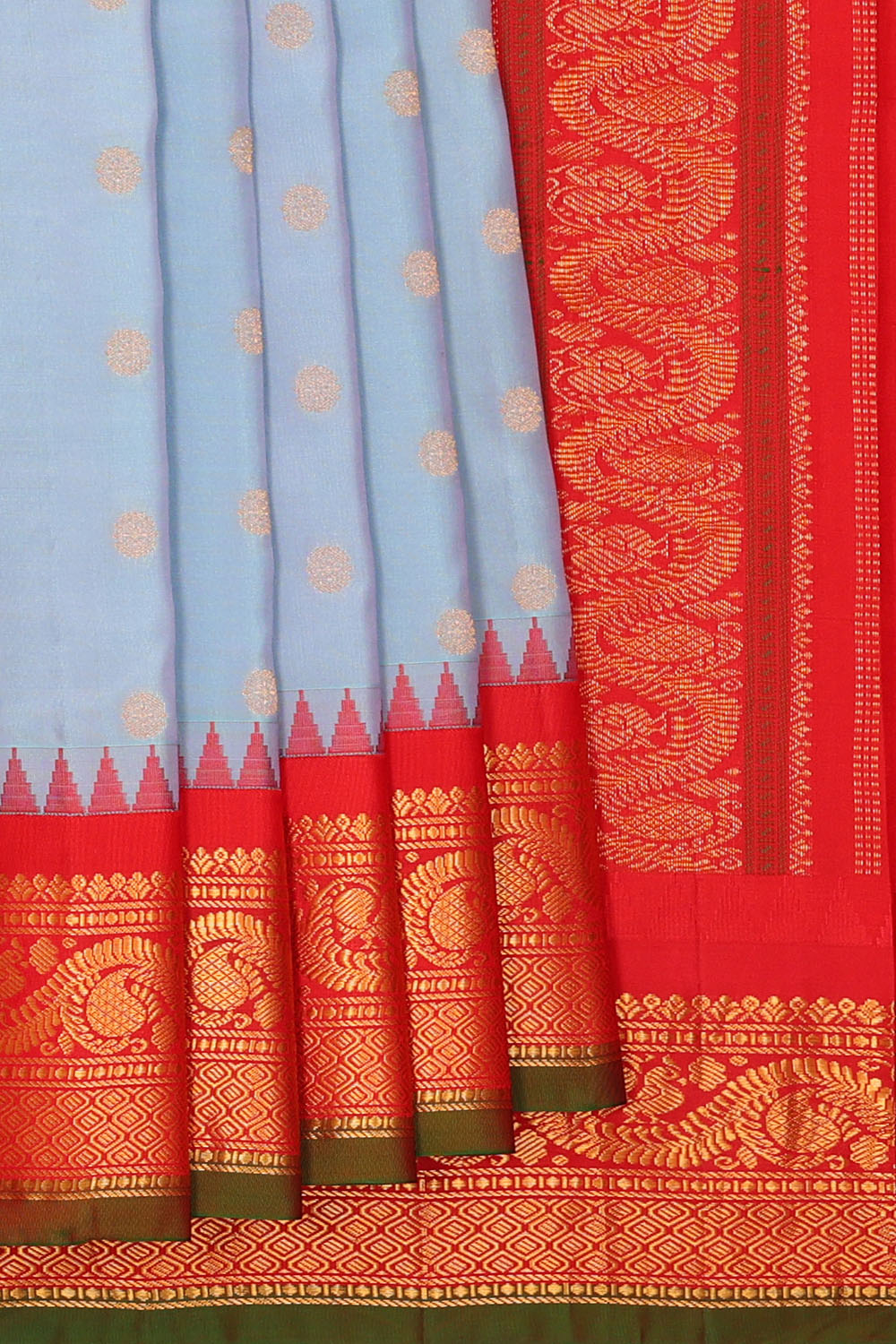 Image of Ice-Blue Gadwal Silk Saree