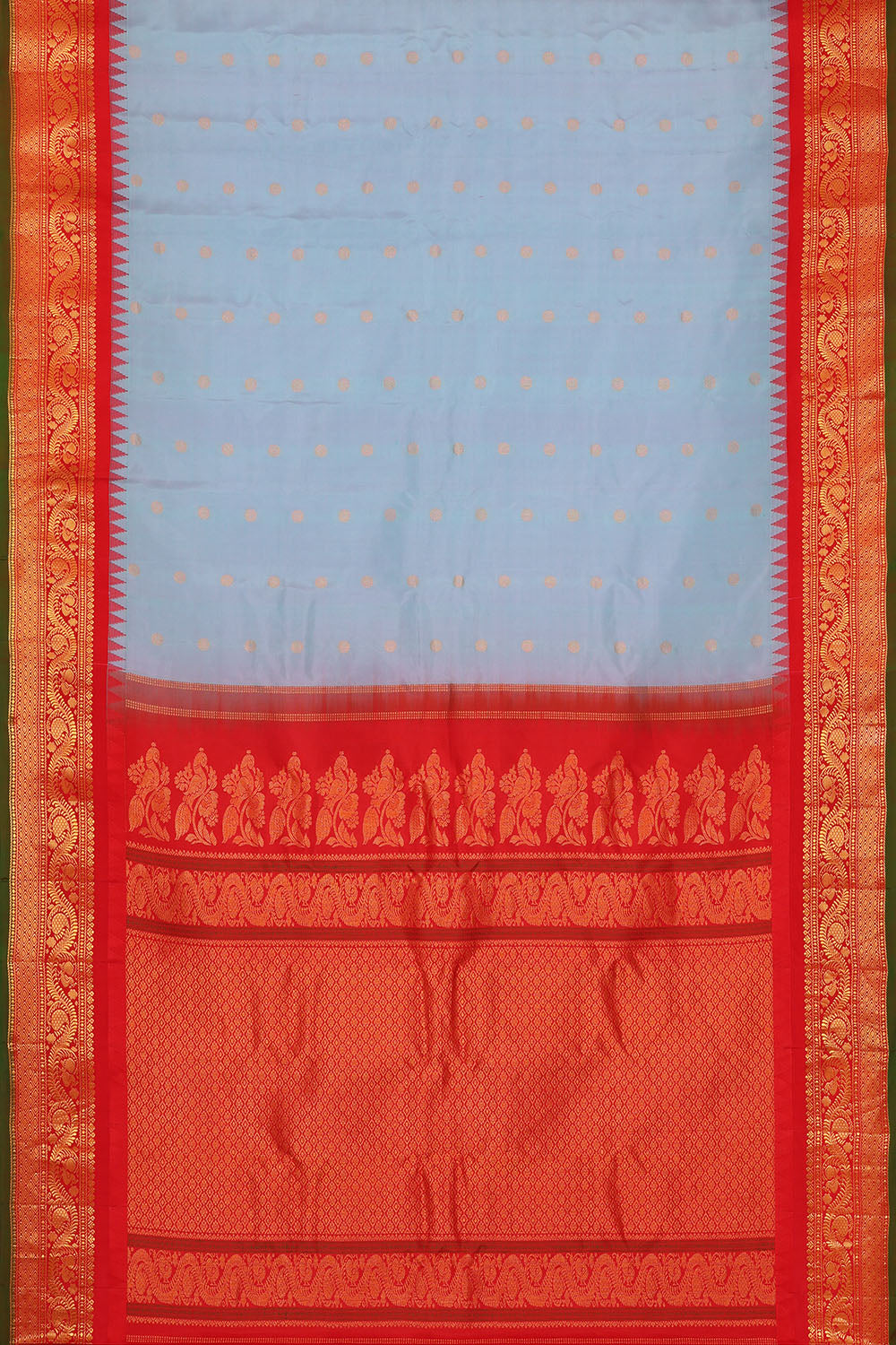 Image of Ice-Blue Gadwal Silk Saree