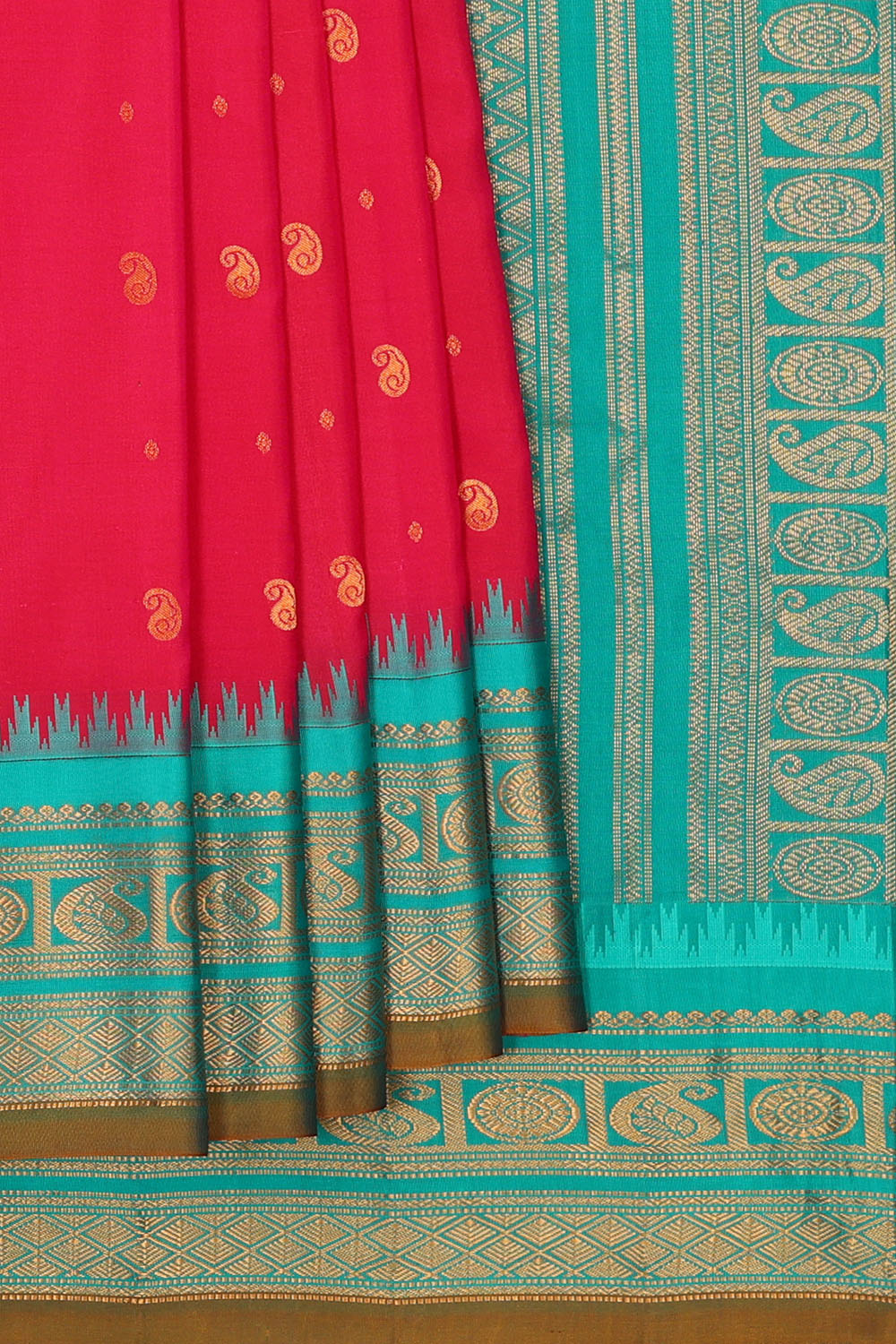 Image of Reddish Pink Gadwal Silk Saree