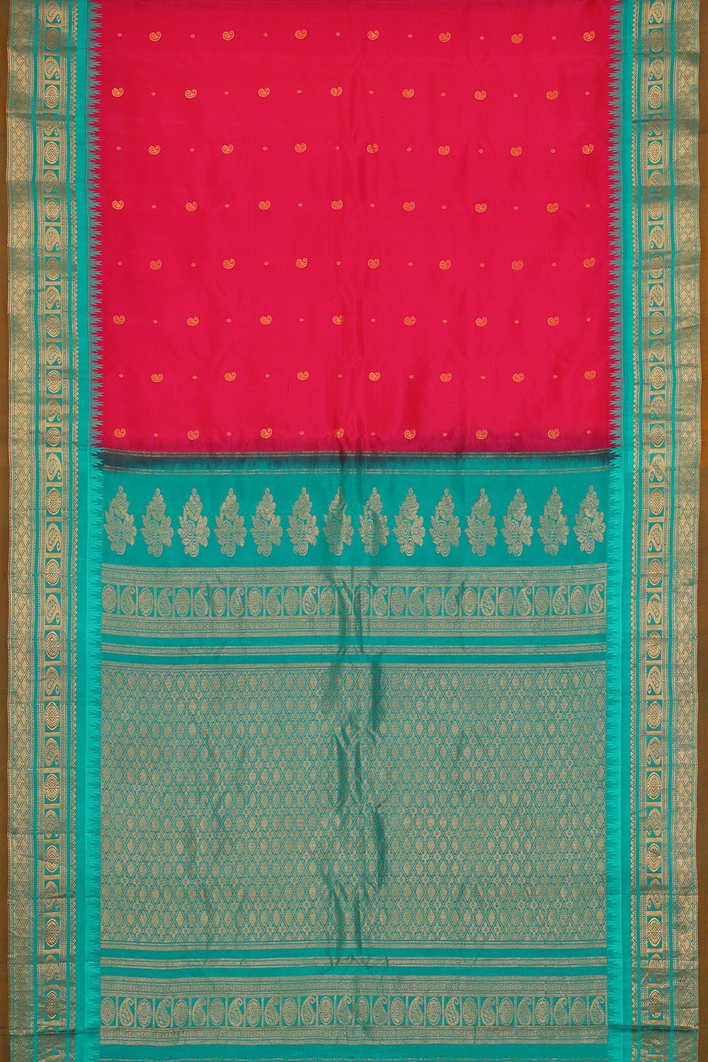 Image of Reddish Pink Gadwal Silk Saree