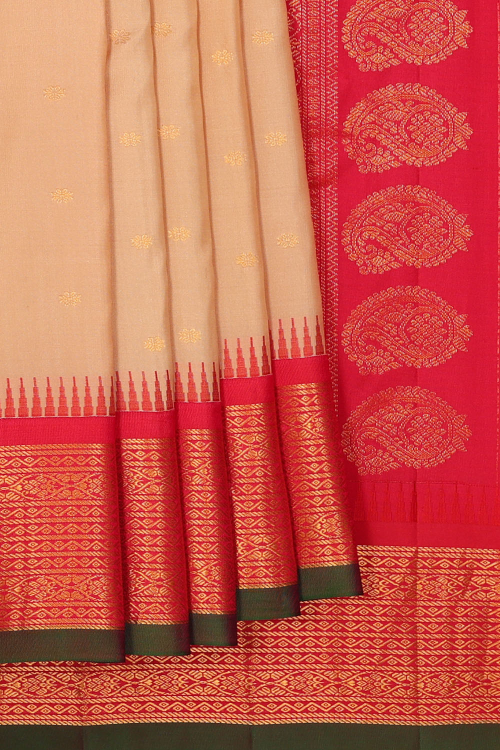 Image of Cream Gadwal Silk Saree