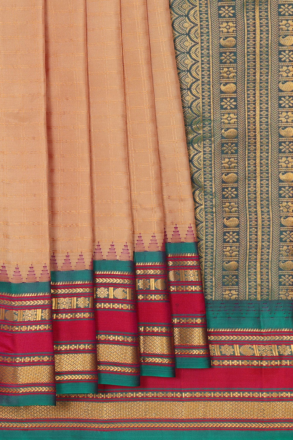 Image of Sandal Gadwal Silk Kattam Saree