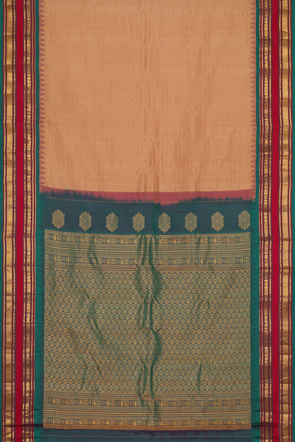 Image of Sandal Gadwal Silk Kattam Saree