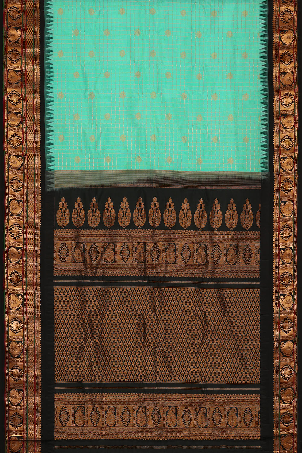 Image of Sea-Green Gadwal Kattam Saree