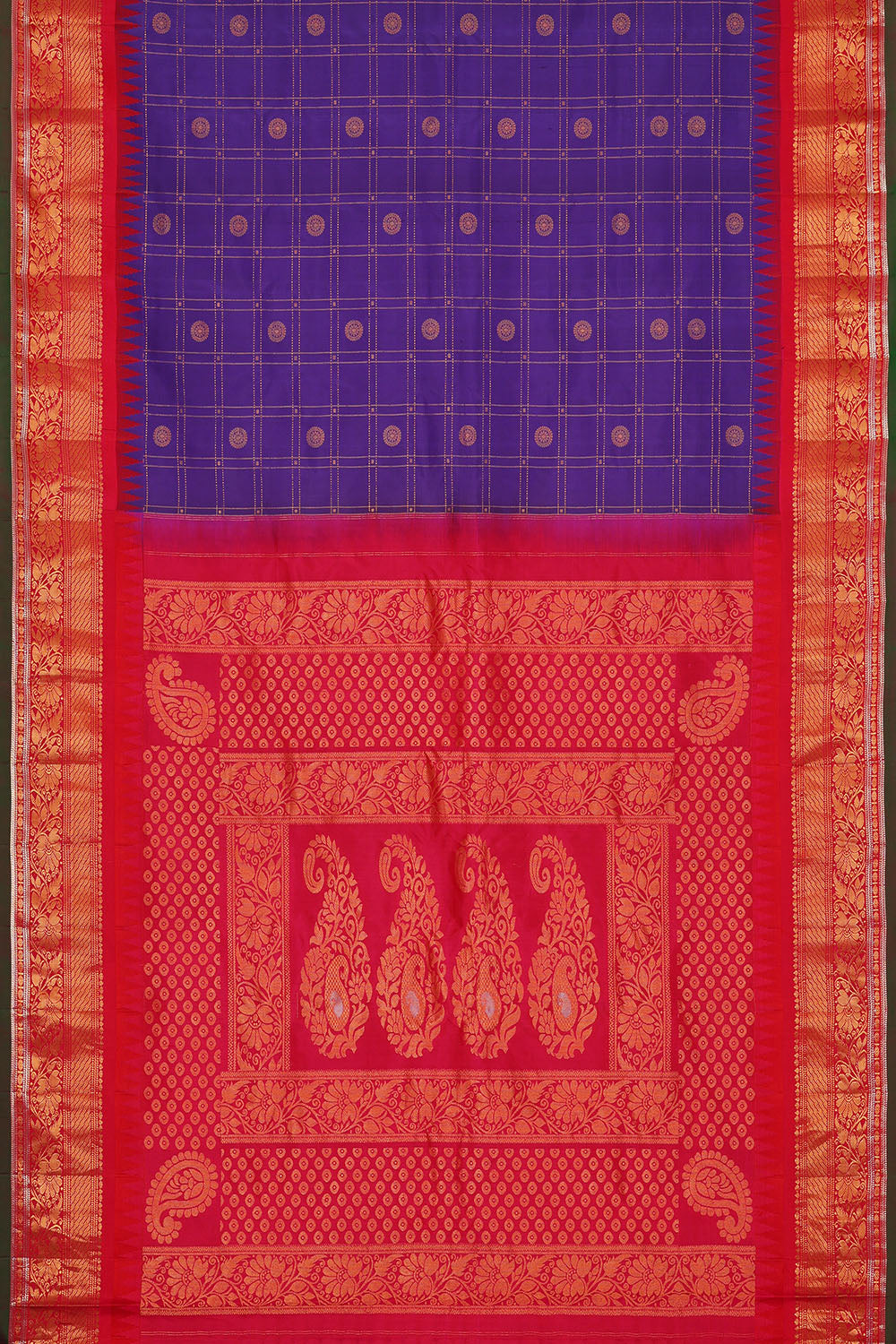 Image of Violet Gadwal Silk Kattam Saree