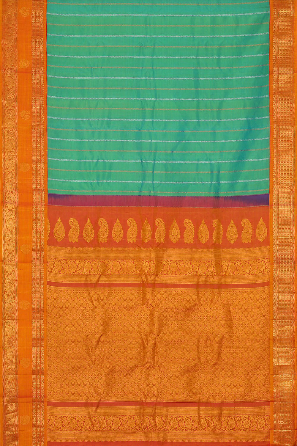 Image of Sea-Green Gadwal Silk Saree
