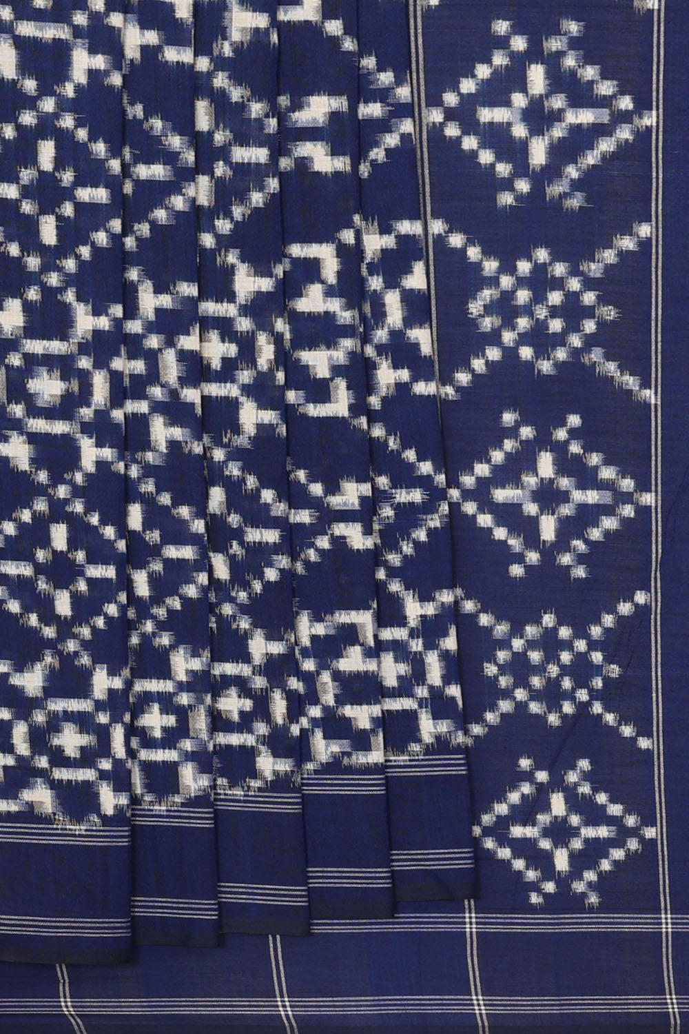 Image of navy-blue-pochampally-ikat-cotton-saree-p-18940662