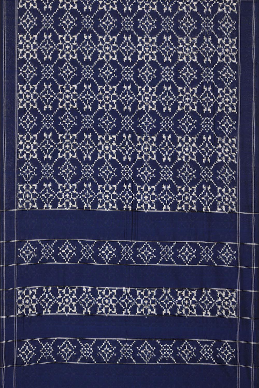 Image of Navy-Blue Pochampally Ikat Cotton Saree