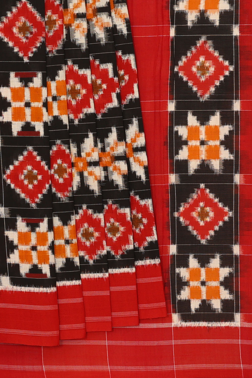 Image of black-pochampally-ikat-cotton-saree-p-18940666