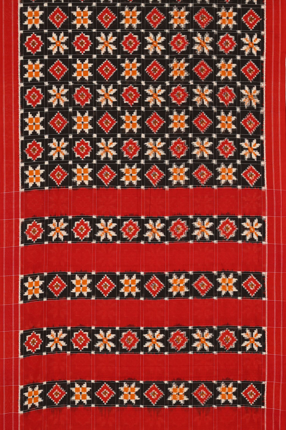 Image of Black Pochampally Ikat Cotton Saree