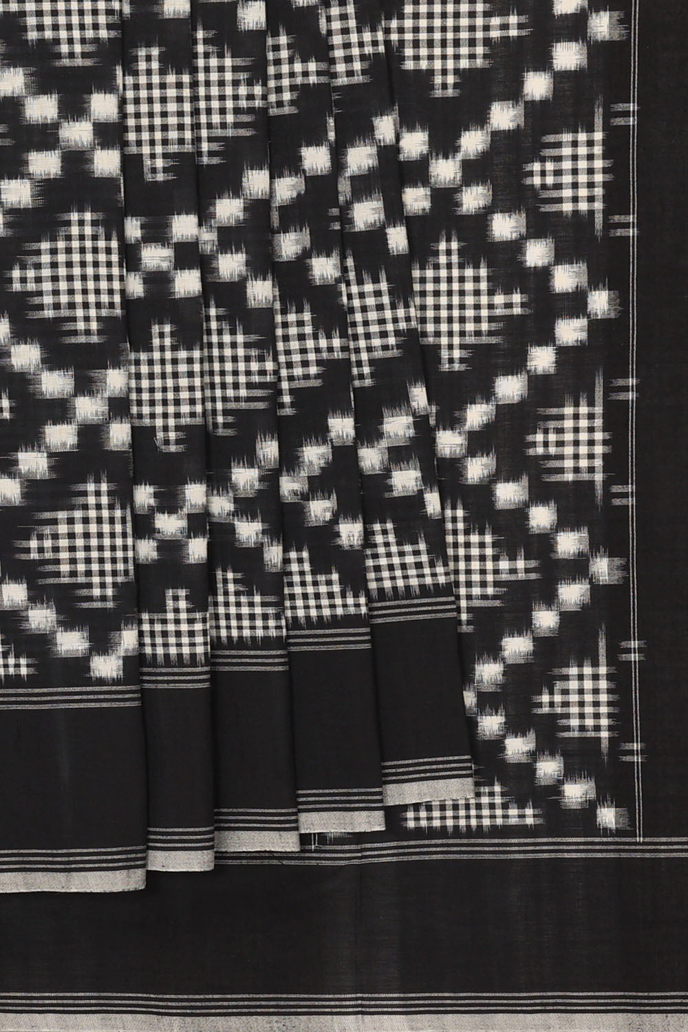 Image of black-pochampally-ikat-cotton-saree-p-18940665