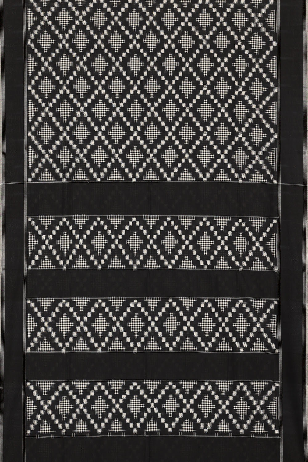 Image of Black Pochampally Ikat Cotton Saree