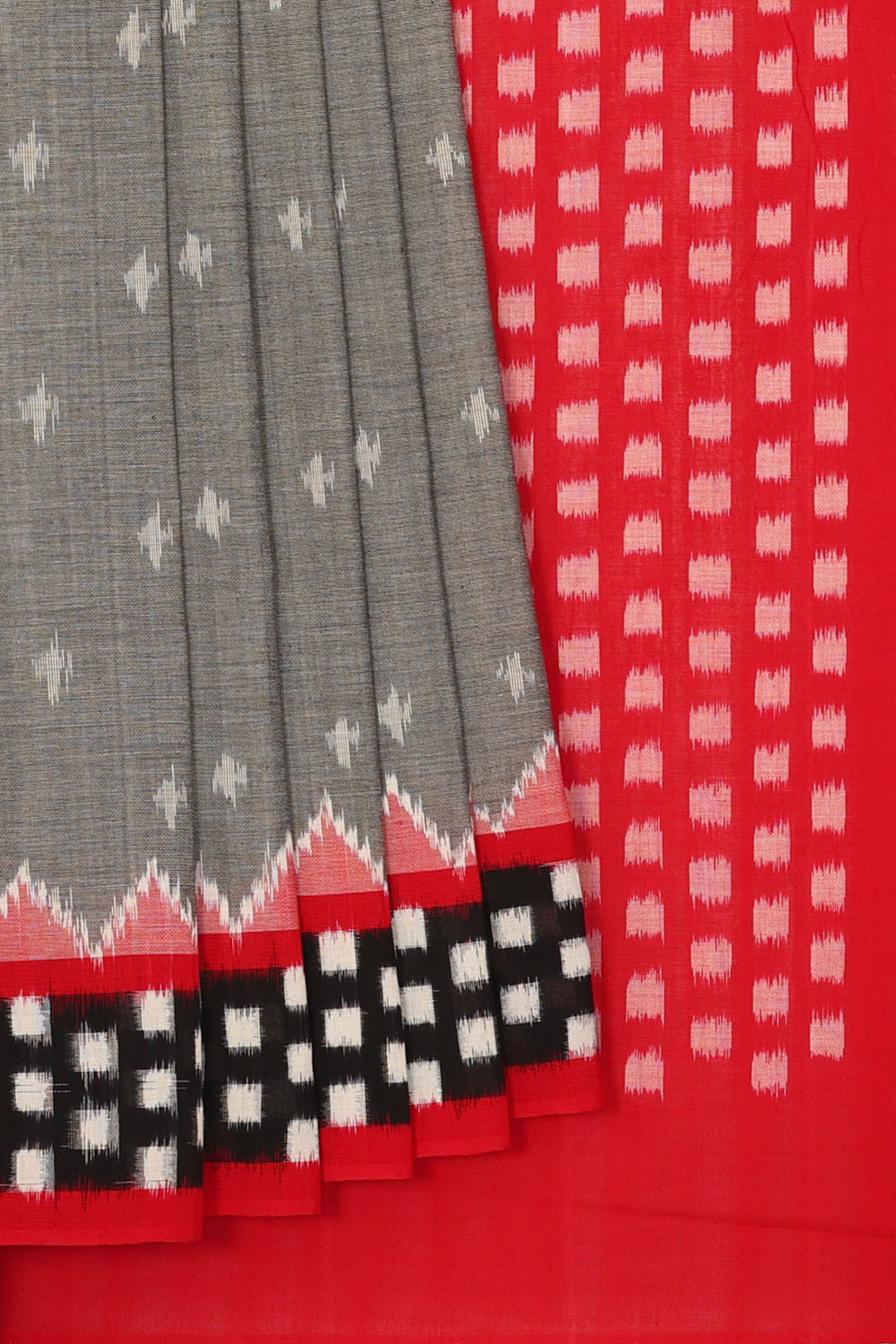 Image of grey-pochampally-ikat-cotton-saree-p-18940661