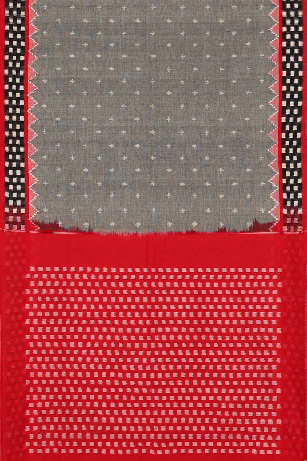 Image of Grey Pochampally Ikat Cotton Saree