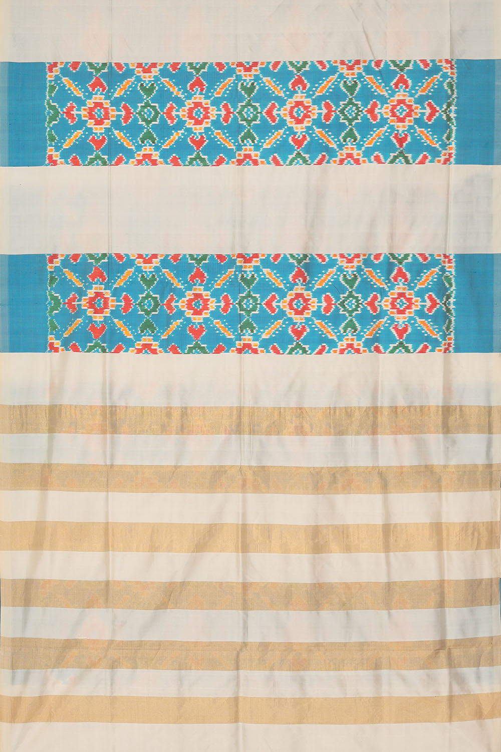 Image of Sky-Blue Pochampally Ikat Silk Saree