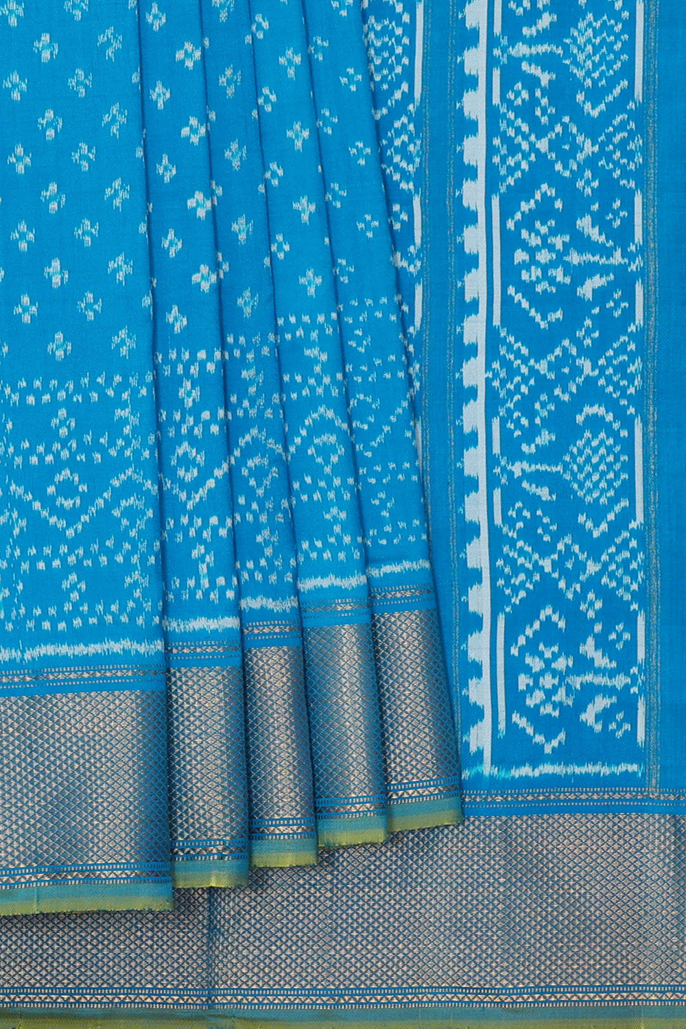 Image of sky-blue-pochampally-ikat-silk-saree-p-18940643
