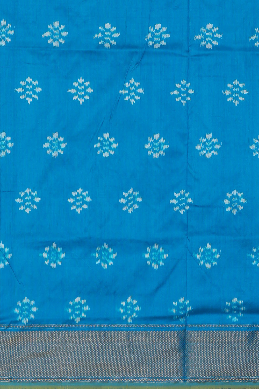 Image of Sky-Blue Pochampally Ikat Silk Saree