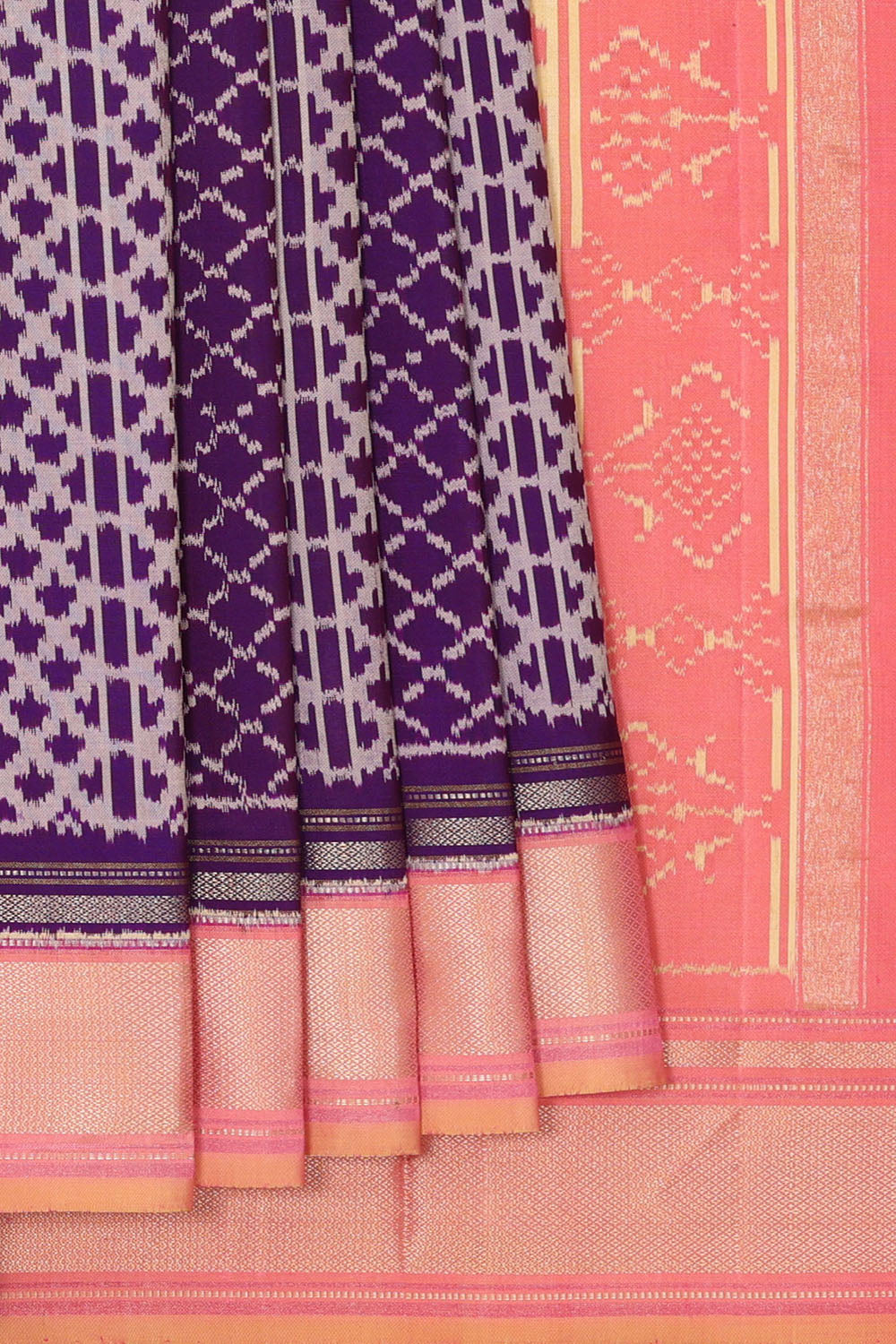 Image of Purple Pochampally Ikat Silk Saree