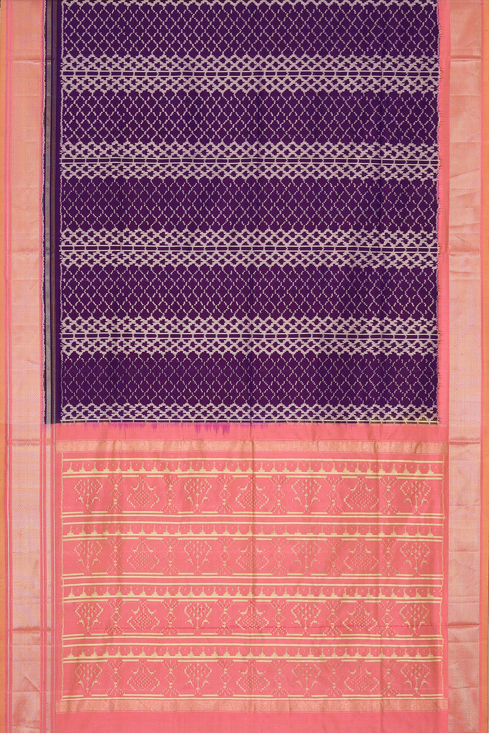 Image of Purple Pochampally Ikat Silk Saree