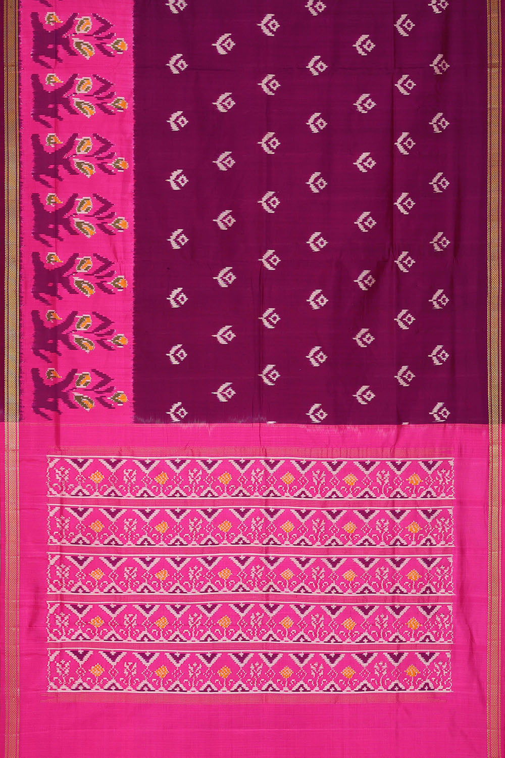 Image of Plum Purple Pochampally Ikat Silk Saree