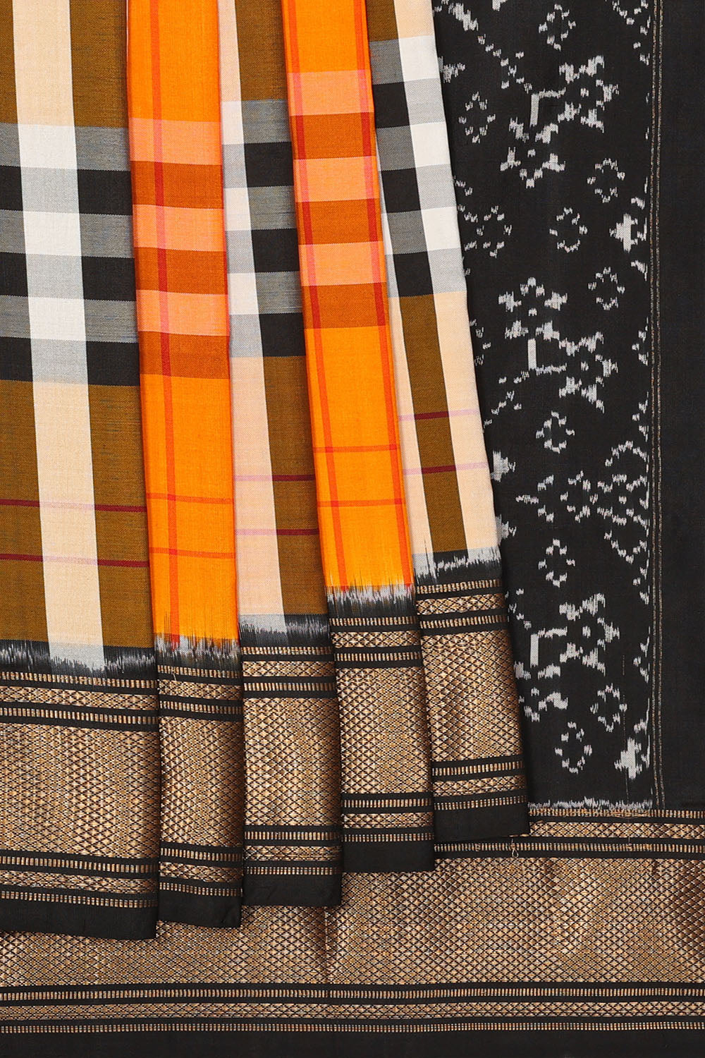 Image of Multi-Coloured Pochampally Ikat Silk Saree