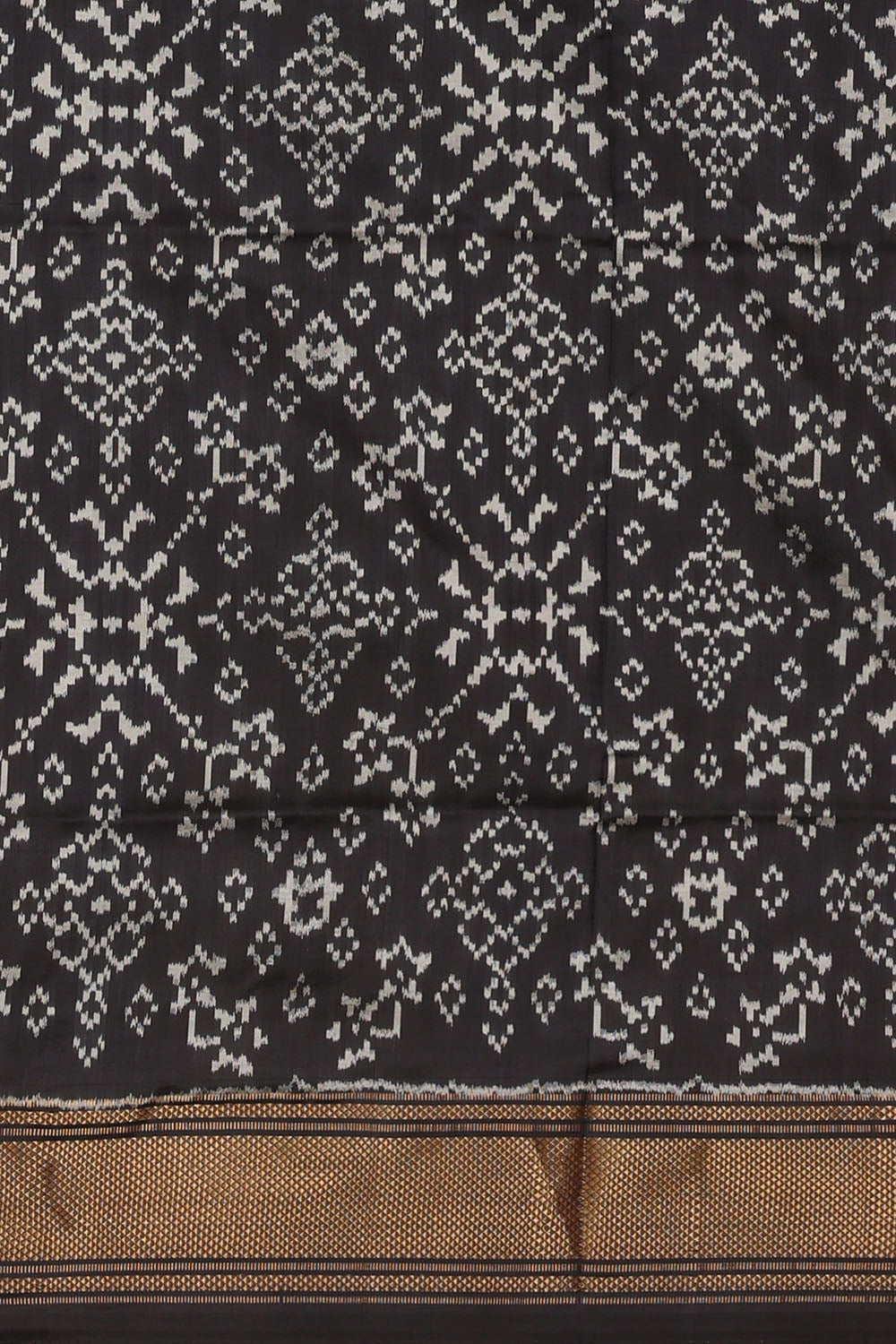 Image of Yellow Pochampally Ikat Silk Saree
