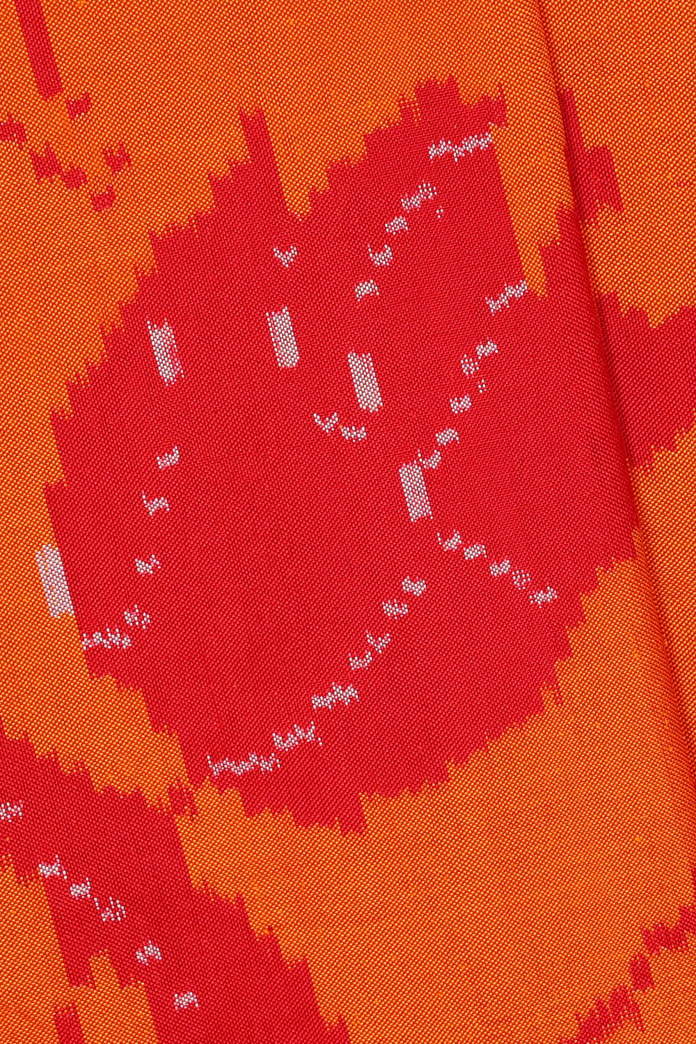 Image of Orange Pochampally Ikat Silk Saree