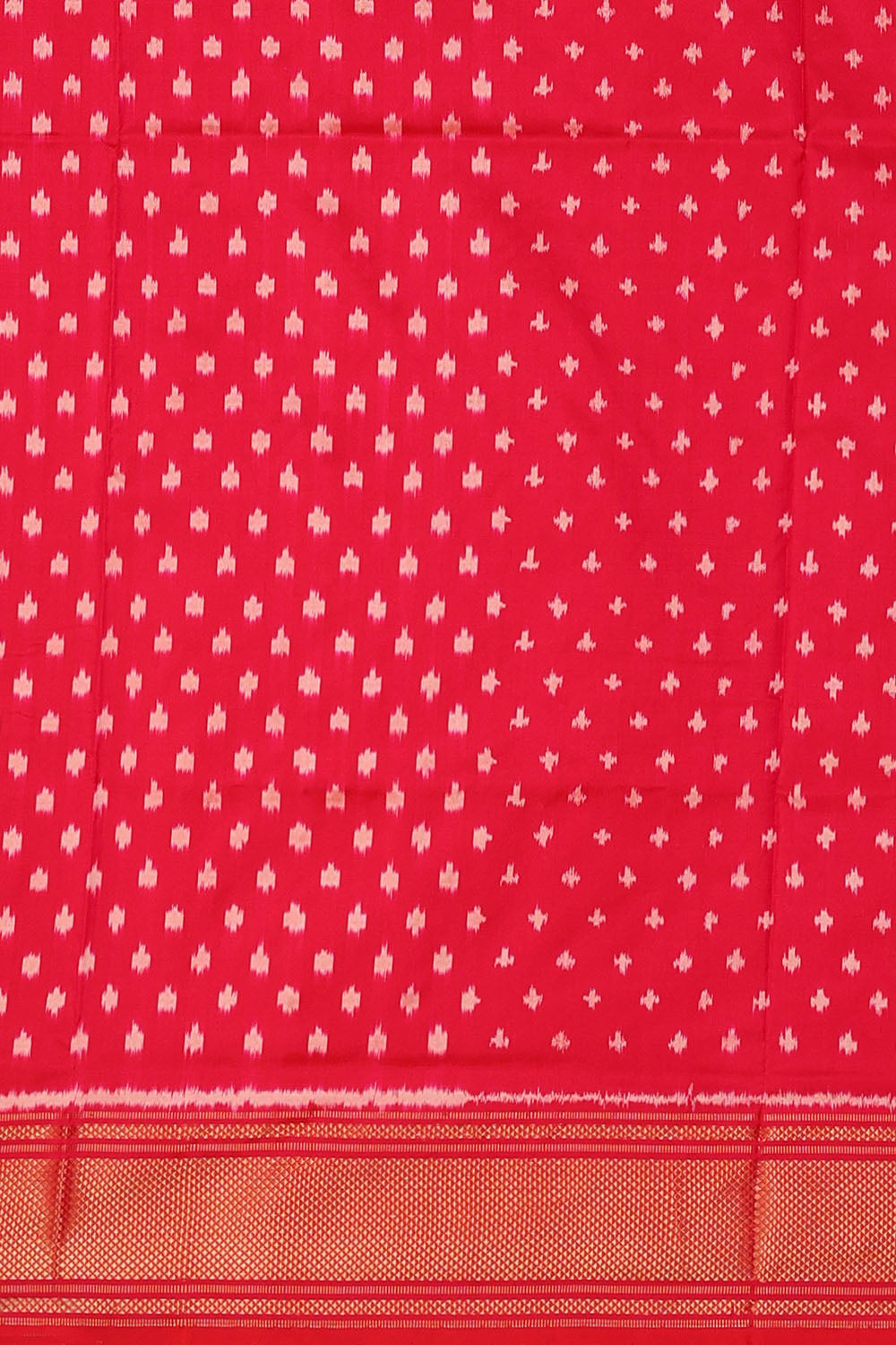 Image of Fuchsia-Pink Pochampally Ikat Silk Saree