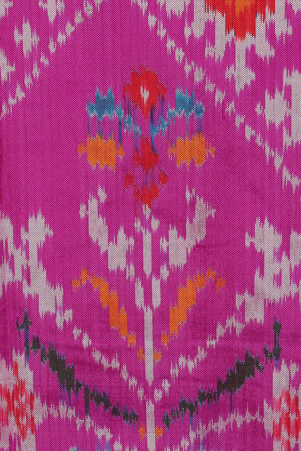Image of Magenta-Pink Pochampally Ikat Silk Saree