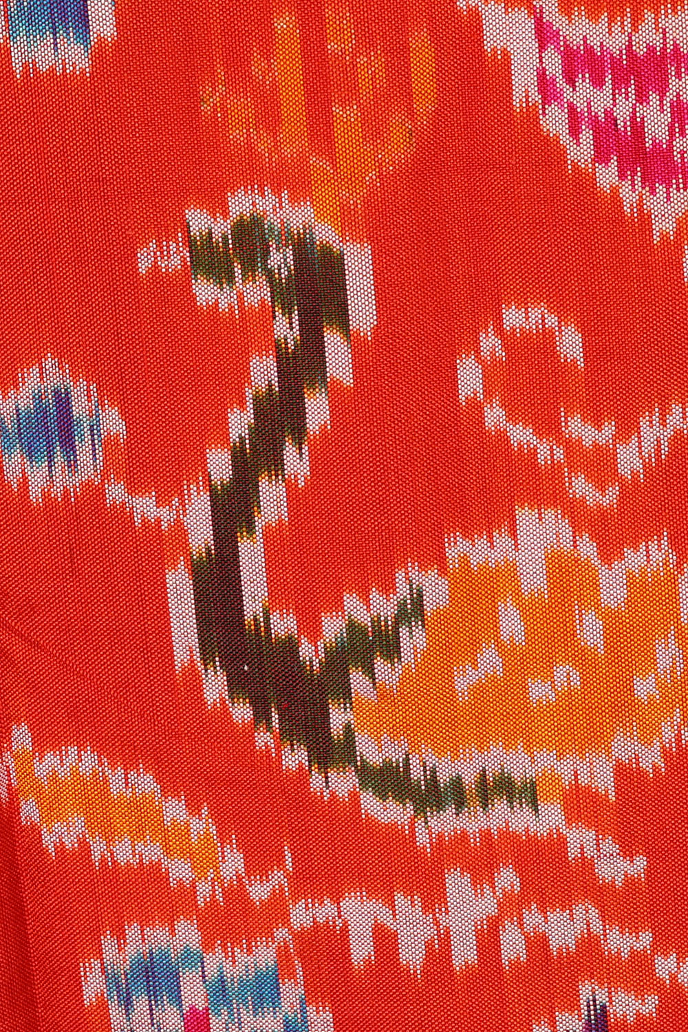 Image of Orange Pochampally Ikat Silk Saree
