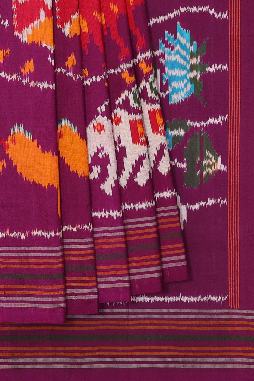 Image of Purple Pochampally Ikat Silk Saree