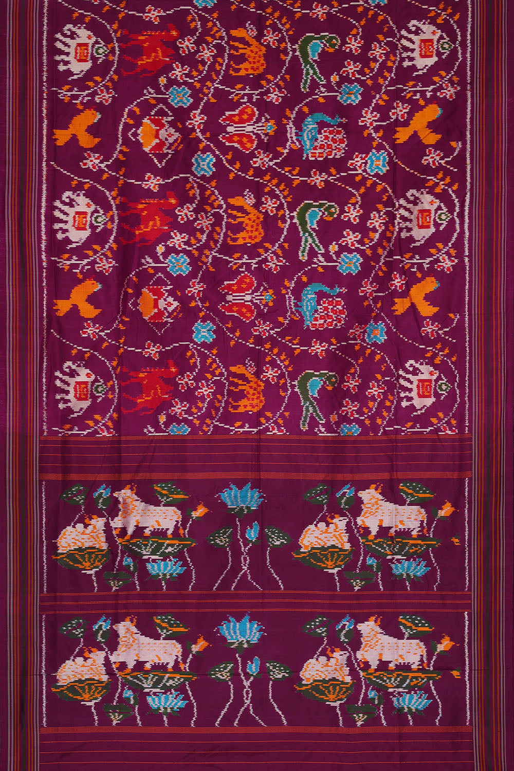 Image of Purple Pochampally Ikat Silk Saree