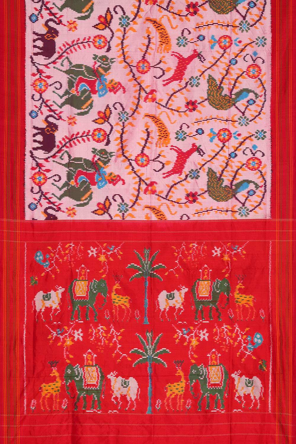 Image of Off-White Pochampally Ikat Silk Saree